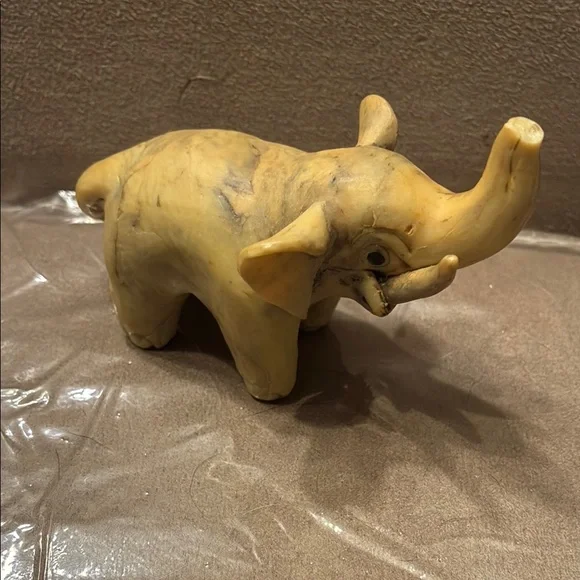 Vintage Handcrafted Tan Elephant Sculpture - Picture 1 of 9